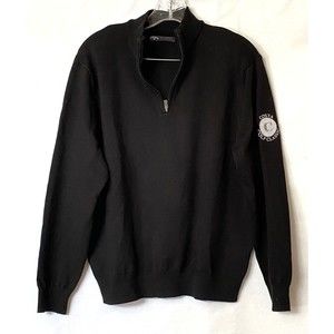 Callaway Golf Sweater Mens M Black Wool Blend 1/4 Zip Costa Golf Classic Label